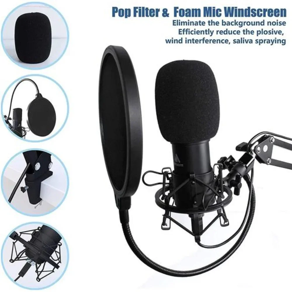 Microphone with Studio HeadphoneSet 192kHz/24bit VocalCondenser Cardioid Podcast